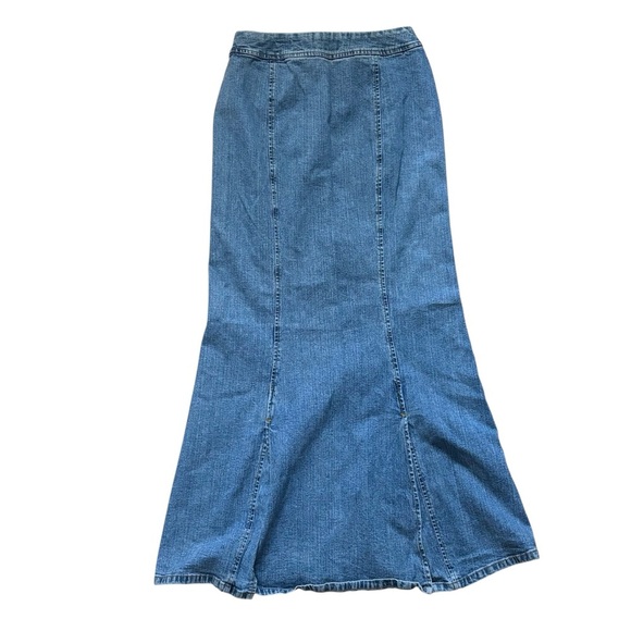 Vintage Y2K Jeans Denim Maxi Skirt Juniors Size 5 R4R Low Rise Boho Grunge - Picture 6 of 6